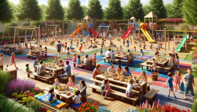 Bancos y mesas para parques infantiles